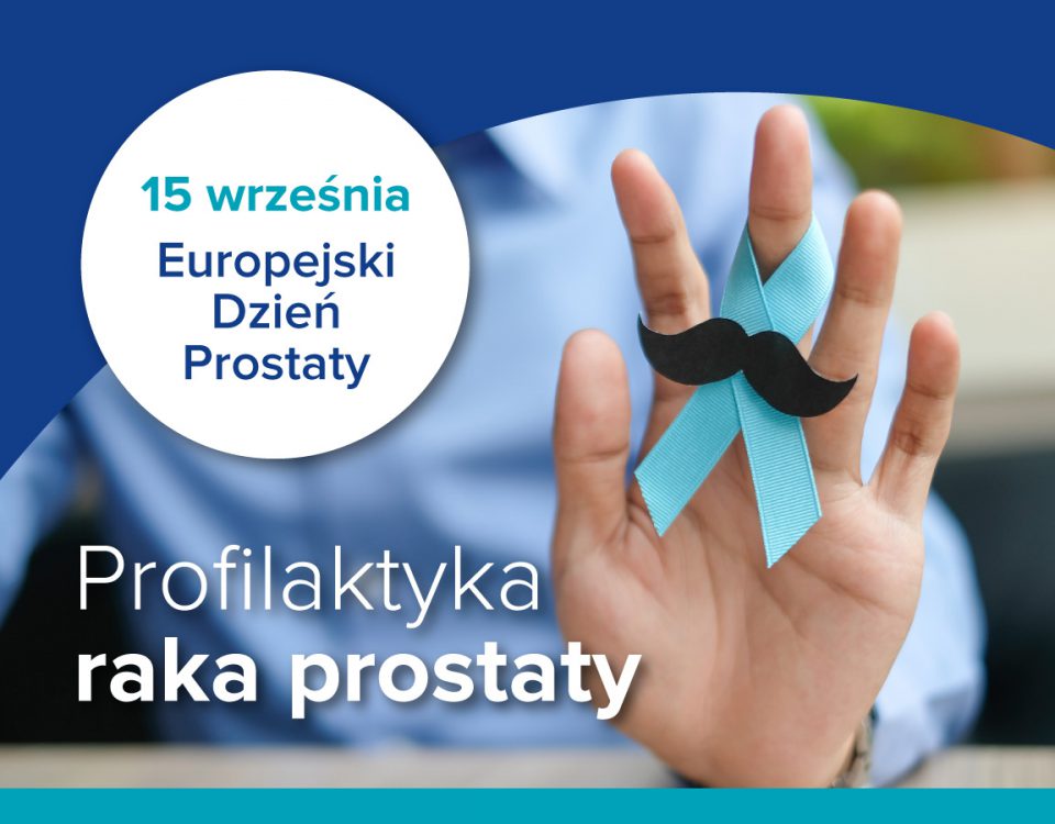 Profilaktyka raka prostaty - dłoń z niebieską wstążką