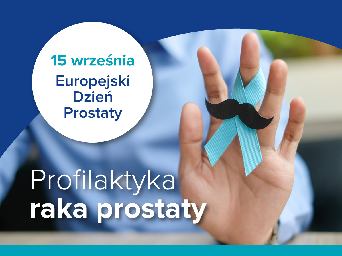 Profilaktyka raka prostaty - dłoń z niebieską wstążką